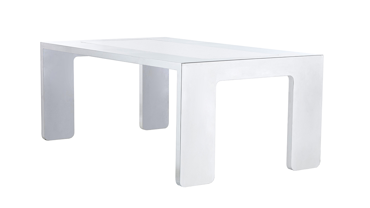 Luxury table | Hand made in Italy | Metal furnishings | Lamberti Design - Tavolo acciaio lucido o satinato e marmo design italiano