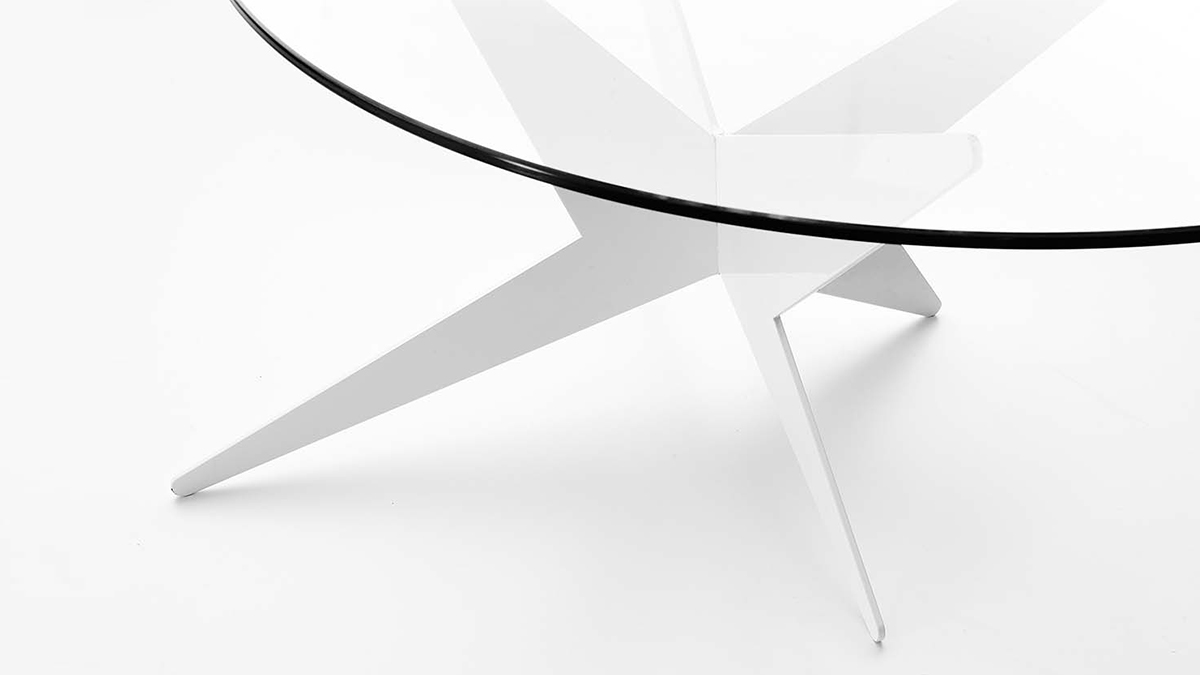 Elegant low table | Luxury design objects | Hand made in Italy | Lamberti Design - Tavolino basso da salotto in vetro e acciaio verniciato dal design moderno
