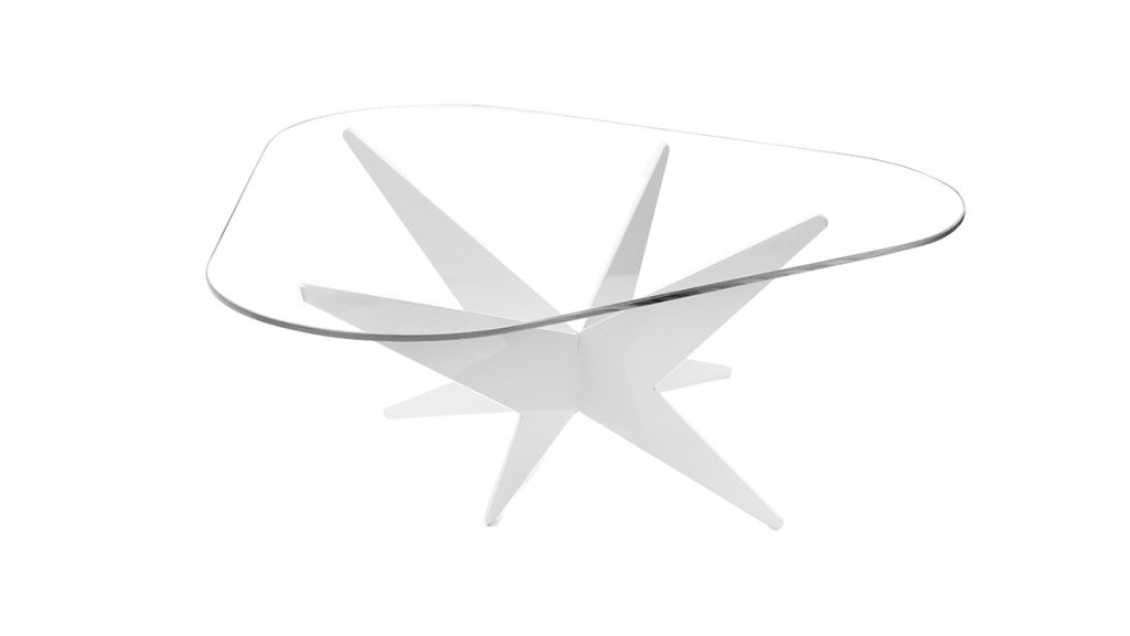 Elegant low table | Luxury design objects | Hand made in Italy | Lamberti Design - Tavolino basso da salotto in vetro e acciaio verniciato dal design moderno