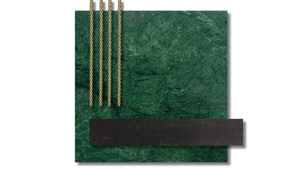 Tavolini design contemporaneo in marmo verde, ottone e acciaio annerito - Lamberti