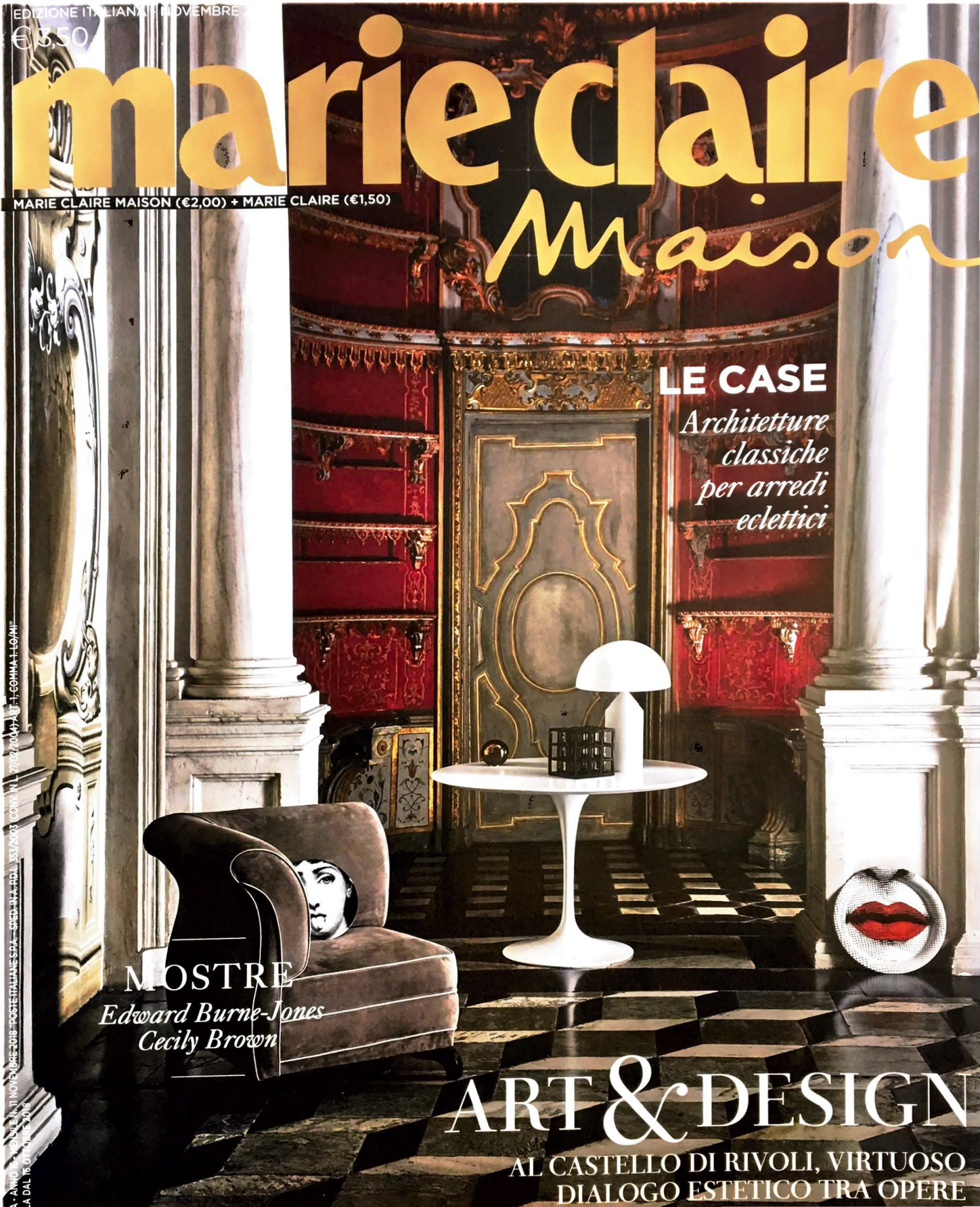 Marie Claire Maison - Consolle in marmo, acciaio finitura oro lucido, ottone lucido